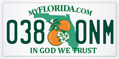 FL license plate 0380NM