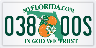 FL license plate 0380OS