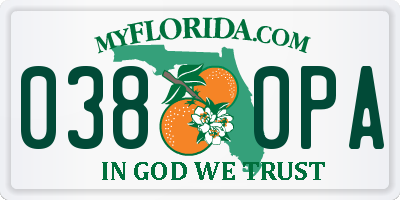 FL license plate 0380PA