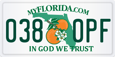 FL license plate 0380PF