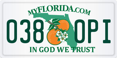 FL license plate 0380PI
