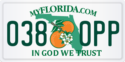 FL license plate 0380PP