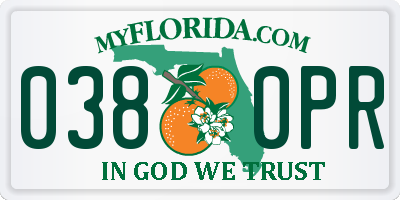 FL license plate 0380PR