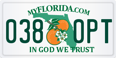 FL license plate 0380PT