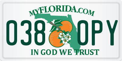 FL license plate 0380PY