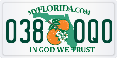 FL license plate 0380QO