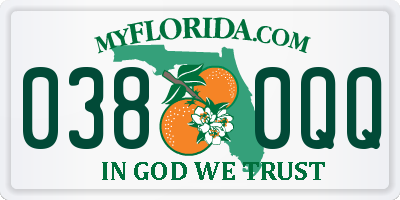 FL license plate 0380QQ