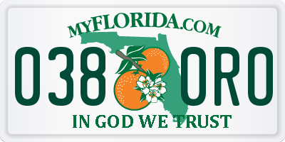 FL license plate 0380RO