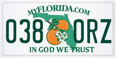 FL license plate 0380RZ
