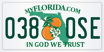 FL license plate 0380SE