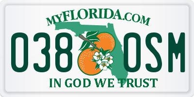FL license plate 0380SM