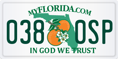 FL license plate 0380SP