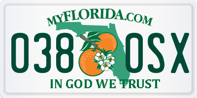 FL license plate 0380SX