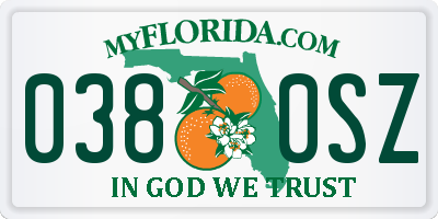 FL license plate 0380SZ