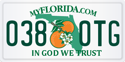 FL license plate 0380TG