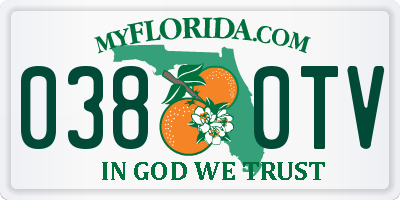 FL license plate 0380TV