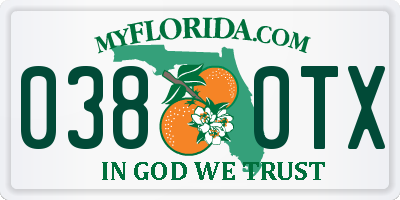 FL license plate 0380TX
