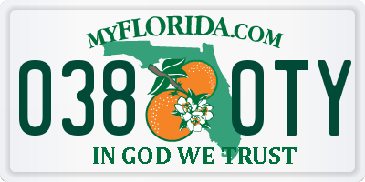 FL license plate 0380TY