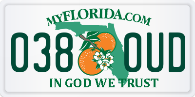 FL license plate 0380UD