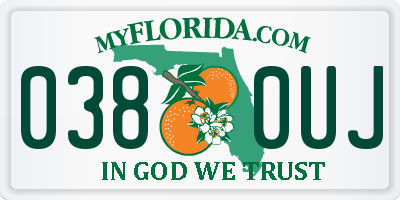 FL license plate 0380UJ