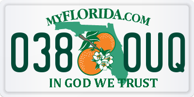 FL license plate 0380UQ