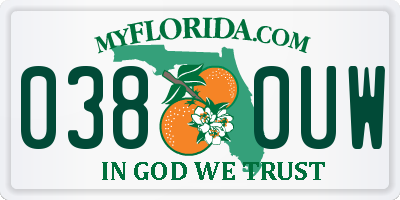 FL license plate 0380UW