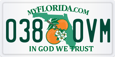 FL license plate 0380VM
