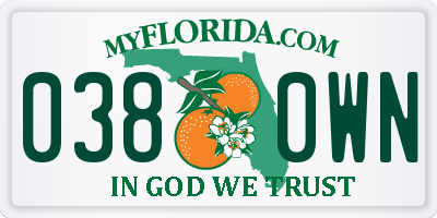 FL license plate 0380WN