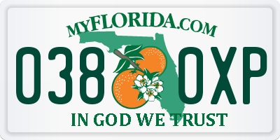 FL license plate 0380XP