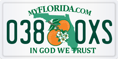 FL license plate 0380XS