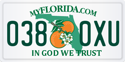 FL license plate 0380XU