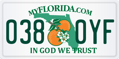 FL license plate 0380YF