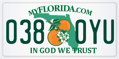 FL license plate 0380YU