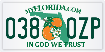 FL license plate 0380ZP