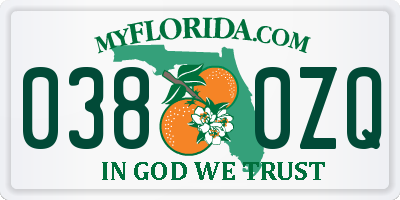 FL license plate 0380ZQ
