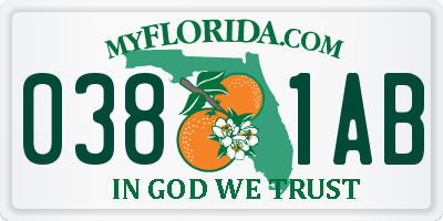 FL license plate 0381AB
