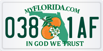FL license plate 0381AF