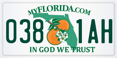 FL license plate 0381AH