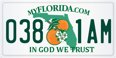 FL license plate 0381AM