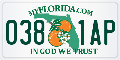 FL license plate 0381AP