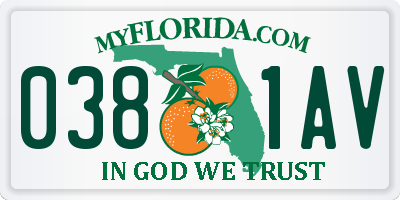 FL license plate 0381AV