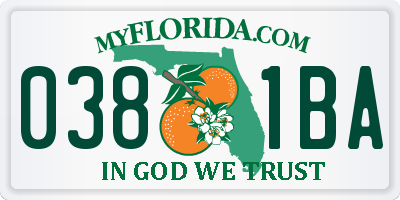 FL license plate 0381BA