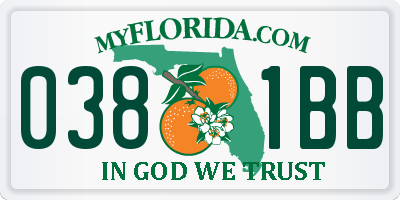 FL license plate 0381BB