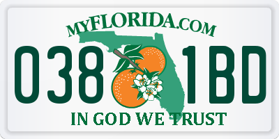 FL license plate 0381BD