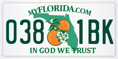 FL license plate 0381BK