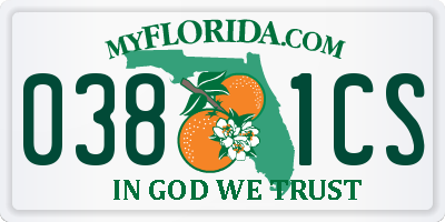 FL license plate 0381CS