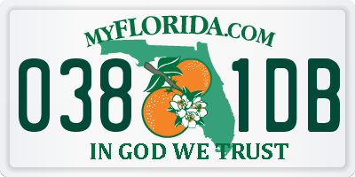 FL license plate 0381DB