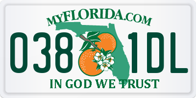 FL license plate 0381DL