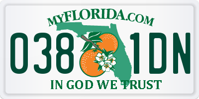 FL license plate 0381DN