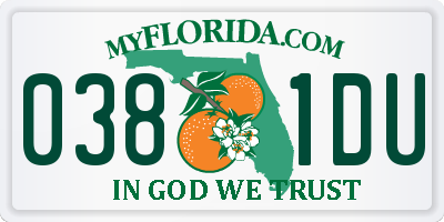 FL license plate 0381DU